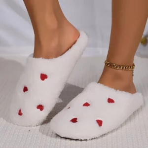 Winter Women's Heart-Shaped Slippers Love Mute Soft Sole Shoes Indoor Comfortable Cute Silent Carpet Light Living Room - Image 4
