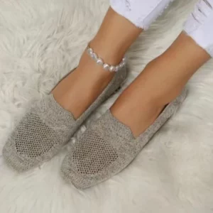 2024 Solid Color Square Toe Mesh Loafers Shallow Women Flats Shoes Soft Bottom Knit Ballet Flats Shoes Casual Slip on Boat Shoes - Image 6