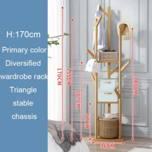 Phyllostachys Pubescens Coat Racks All Solid Wood Floor Mounted Hanger Bold Hanging Rod Multi Function Simplicit Home Furniture - Image 3