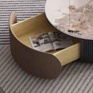 New Light Luxury Round Coffee Table Combination Retractable End Table Combination Simple Modern Household Small Apartment Type - Image 2