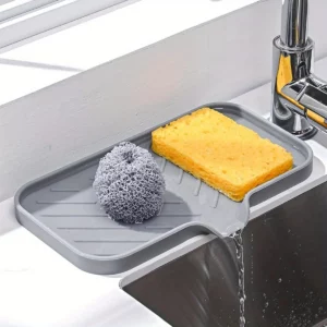 Sink Silicone Tray With Drain Soap Sponge Storage Holder Countertop Sink Scrubber Brush Soap Storage Rack Kitchen Organizer - Image 3