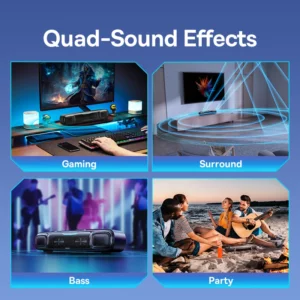 Baseus DS10 Desk Mini Soundbar Speaker Bluetooth 5.3 Triple-Mode Audio 3D Soundscape Surround SubwooferSound Box for Laptop PC - Image 3