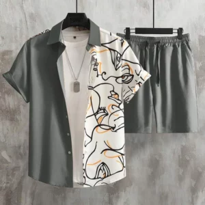 2024 Summer Men's Short-sleeved Shirt Beach Shorts Set Outdoor Everyday Men's Summer Shorts Street Fashion Men's Casual Shirt - Image 2