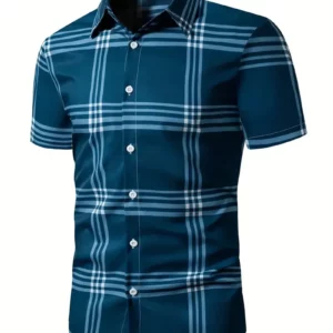 Men's Shirt Plaid Lapel Short Sleeve Shirt Multicolour Outdoor Street Short Sleeve Printed Clothing Fashion Designer Leisurewear - Image 4