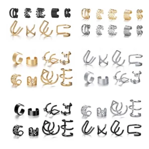 10 Pcs Leaves Clip Earrings for Women Rose Gold Color Creative Simple C Ear Cuff Non-Piercing Ear Clips Set Trend Jewelry Gift - Image 3