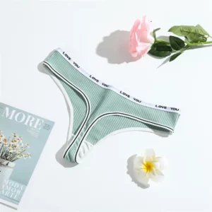 1PC Solid Women Thongs Sexy Panties Low Waist Cotton Briefs Female T-Back G-string Girls S-L Intimate Letters Striped Lingeries - Image 3