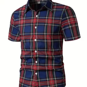 Men's Shirt Plaid Lapel Short Sleeve Shirt Multicolour Outdoor Street Short Sleeve Printed Clothing Fashion Designer Leisurewear - Image 3