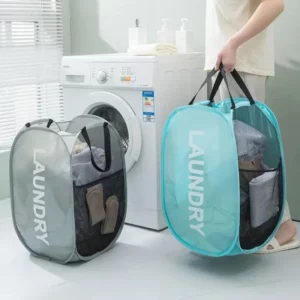 Durable Folding Simple Laundry Basket Large Washable Clothes Toy Storage Organizer Fashion Mesh Breathable Bathroom Accessories - Image 2