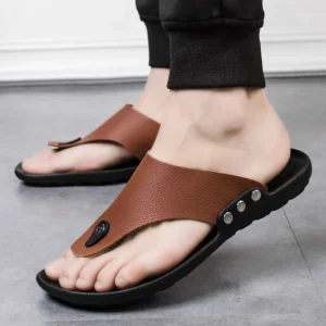 YRZL Slippers Summer Flip-Flops for Men Beach Slippers Brown Sandals Comfortable Shoes Non-Slip Bathroom Shoes Men Slides - Image 6