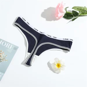 1PC Solid Women Thongs Sexy Panties Low Waist Cotton Briefs Female T-Back G-string Girls S-L Intimate Letters Striped Lingeries - Image 4