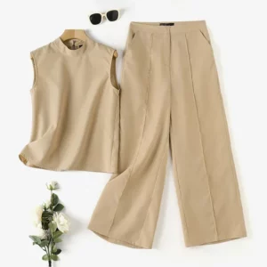 Elegant Chic Women 2-Pieces Sets ZANZEA Woman 2024 Trouser Suits Fashion 2pcs Outfits Tank Top and Wide Leg Pant Suits Oversize - Image 4