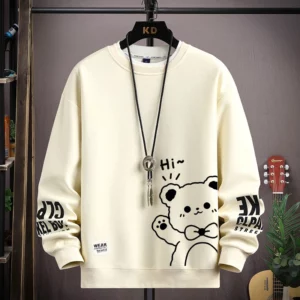 Japan Cartoon Men's Sweatshirt Hoodies Autumn Tiger Printed Long Sleeve T-shirt Fashion Men's Clothing Khaki O Neck Harajuku Top - Image 5