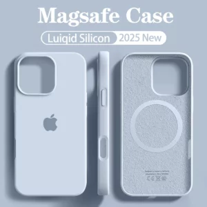 Original Magsafe Magnetic Liquid Silicone Soft Case for Apple iPhone 16 15 13 12 14 Pro Max Wireless Charging Full Logo Cover - Image 3