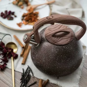 New 3L Stainless Steel Large Capacity Whistle Kettle Gas Cooker Induction Kettle Wood Grain Handle Flat Bottom Kettle Teapot - Image 5