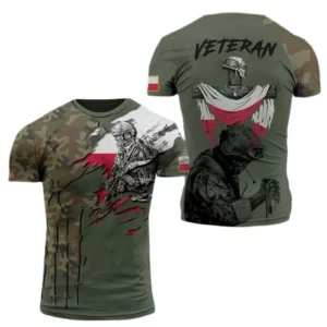 Polish Flag Camouflage Print 3D T-shirt Round Neck Men's Short Sleeve Soldiers Army Quick Dry Loose Comfortable New Sports Top - Image 2