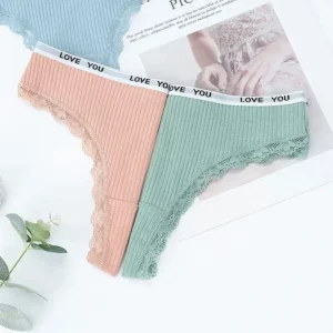 Sexy Cotton Thong Women Lace Low Waist Panties Letter Underwear Ladies Briefs Lingere Panty Underware Breathable Female Lingerie - Image 3