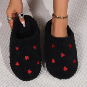 Winter Women's Heart-Shaped Slippers Love Mute Soft Sole Shoes Indoor Comfortable Cute Silent Carpet Light Living Room - Image 3