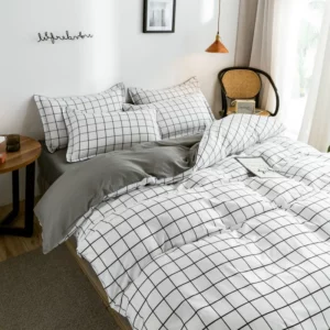 Ins Simple Style Duvet Cover Set with Pillowcases Flat Sheet No Comforter Grey Boys Girls Bedding Kit Single Twin Bed Linens - Image 3