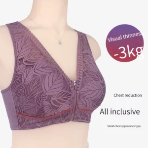 S-6XL Sports yoga bra cotton cups front zipper underwear breathable women no steel ring tank top lace large size bra - Image 3