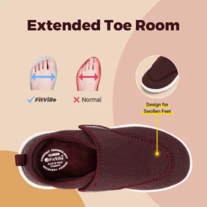 FitVille Extra Wide Women's Diabetic Shoes Adjustable Walking Shoes for Elderly Orthopedics Wide Feet Swollen Foot Pain Relief - Image 3