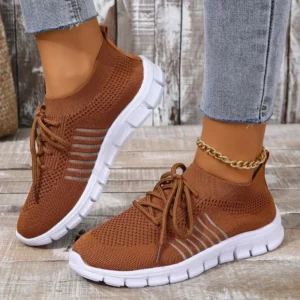 Summer Mesh Casual Shoes Breathable Slip on Lightweight Sports Sneakers Women Lace Up Fashion Comfortable Walking Shoes - Image 5