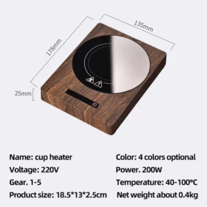 100°C Cup Heater Mug Warmer Hot Tea Makers Automatic Warmer Coaster 5 Gear Temperature Cup Heaters Coffee Milk Tea Heating Pad - Image 6