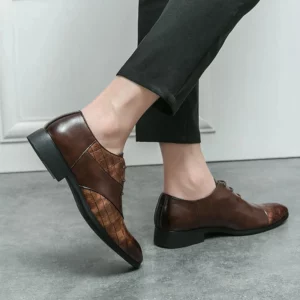 Luxury Leather Shoes for Men Brand Derby Shoes for Men Pointed Toe Lace-up Men's Formal Shoes Handmade Business Footwear 2024 - Image 3