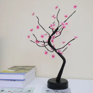 Home Decoration USB/Battery Powered Touch Switch Warm White Artificial Bonsai Cherry Blossom Desktop Tree LED Lamp Light - Image 3