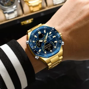 POEDAGAR Fashion Men Clock Waterproof Luminous Week Date Man Watch LED Dual Time Display Digital Electronic Quartz Men's Watches - Image 3
