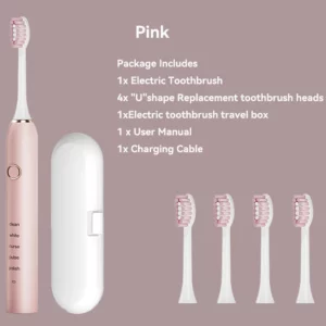 Sonic Electric Adult Toothbrush Rechargeable With 4 Replacement Brush Heads 5 Modes and 3 Intensity 2 Minute Intelligent Timer - Image 5