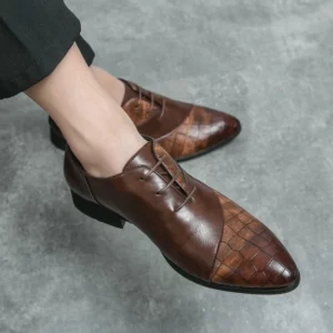 Luxury Leather Shoes for Men Brand Derby Shoes for Men Pointed Toe Lace-up Men's Formal Shoes Handmade Business Footwear 2024 - Image 6