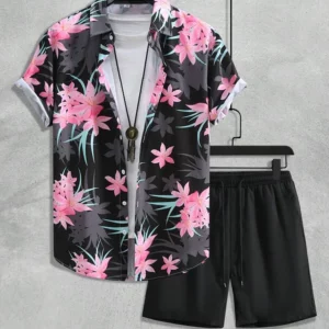 2024 Summer Men's Short-sleeved Shirt Beach Shorts Set Outdoor Everyday Men's Summer Shorts Street Fashion Men's Casual Shirt - Image 5