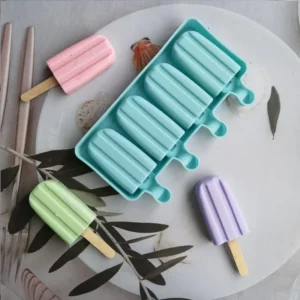 Silicone 4 Cavity Oval Double Grooved Ice Cream Mould Creative Simple Striped Ice Tray Jelly Pudding Soap Mousse Cake Mold Gifts - Image 4