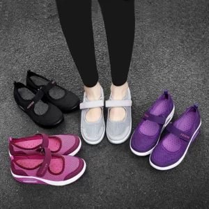 Women Tennis Shoes New Hook Loop Air Cushion Shoe Non-slip Sole Breathable Female Casual Increase Footwear Outdoor Walk Sneakers - Image 3