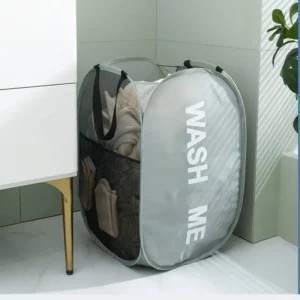 Durable Folding Simple Laundry Basket Large Washable Clothes Toy Storage Organizer Fashion Mesh Breathable Bathroom Accessories - Image 3