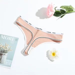 1PC Solid Women Thongs Sexy Panties Low Waist Cotton Briefs Female T-Back G-string Girls S-L Intimate Letters Striped Lingeries - Image 6