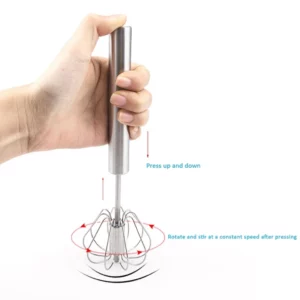 Semi Automatic Mixer Whisk Egg Beater Stainless Steel Manual Hand Mixer Self-Turning Cream Utensils Kitchen Mixer Egg Tools - Image 4