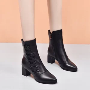 Brand Women Boots Chunky Chelsea High Boots Women 2024 New High Heels Shoes designer Sexy Women Ankle Boots Big Size botas mujer - Image 5