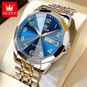 OLEVS Original Waterproof Men's Watches Digital Mirror Quartz Watch for Man Luminous Stainless Steel Wristwatch Male Date Week - Image 6