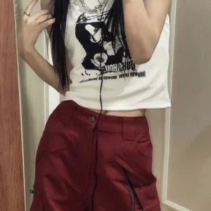 Y2k Grunge Print Sleeveless Sexy Tank Top for Women Ribbed Knit Vest Streetwear Aesthetic Clothing Female Crop Top Women 2000s - Image 2