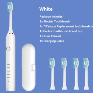 Sonic Electric Adult Toothbrush Rechargeable With 4 Replacement Brush Heads 5 Modes and 3 Intensity 2 Minute Intelligent Timer - Image 7