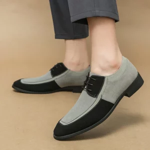 New Flock Derby Shoes for Men Square Toe Lace-up Mixed Colors Fashion Wooden Heel Sole Men Dress Shoes Size 38-48 - Image 5