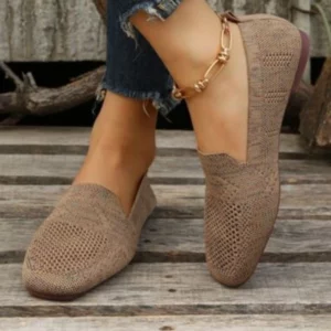 2024 Solid Color Square Toe Mesh Loafers Shallow Women Flats Shoes Soft Bottom Knit Ballet Flats Shoes Casual Slip on Boat Shoes - Image 3