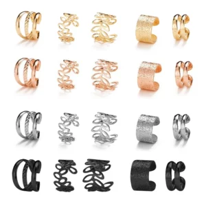 10 Pcs Leaves Clip Earrings for Women Rose Gold Color Creative Simple C Ear Cuff Non-Piercing Ear Clips Set Trend Jewelry Gift - Image 2