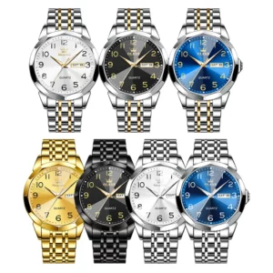 OLEVS Original Waterproof Men's Watches Digital Mirror Quartz Watch for Man Luminous Stainless Steel Wristwatch Male Date Week - Image 4