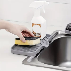 Sink Silicone Tray With Drain Soap Sponge Storage Holder Countertop Sink Scrubber Brush Soap Storage Rack Kitchen Organizer - Image 5