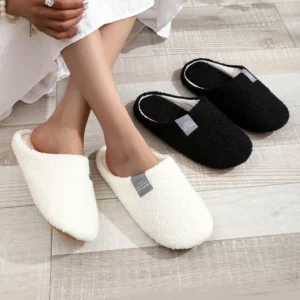 Couples Home Slippers Soft Fur Slippers Warm Indoor Flat Slides Nonslip Cotton Shoes Bedroom Light Slience Flats Floor Shoes - Image 1