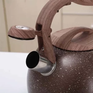 New 3L Stainless Steel Large Capacity Whistle Kettle Gas Cooker Induction Kettle Wood Grain Handle Flat Bottom Kettle Teapot - Image 6