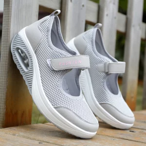 Women Tennis Shoes New Hook Loop Air Cushion Shoe Non-slip Sole Breathable Female Casual Increase Footwear Outdoor Walk Sneakers - Image 5