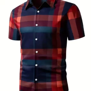Men's Shirt Plaid Lapel Short Sleeve Shirt Multicolour Outdoor Street Short Sleeve Printed Clothing Fashion Designer Leisurewear - Image 2